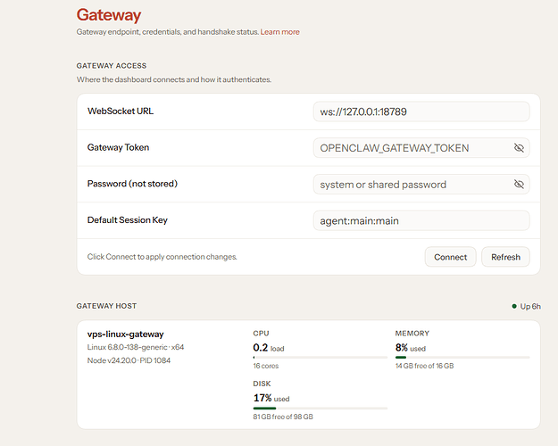 Remote gateway connection configuration and Linux server health status