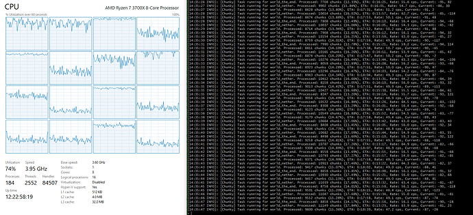 Chunky console and CPU load during generation