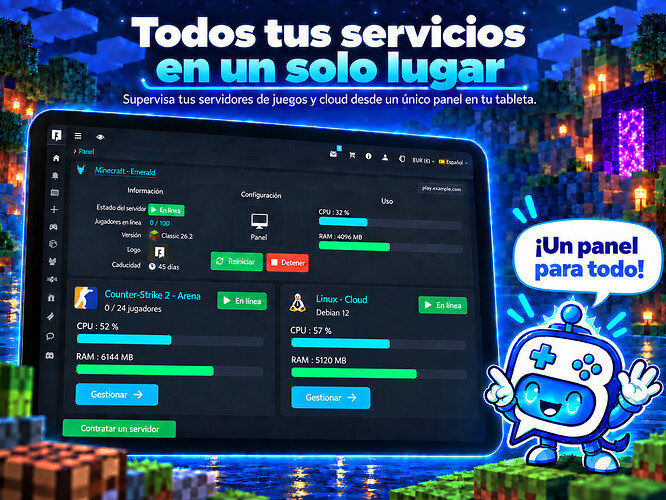 Vista general multiservicio de BoxToPlay en tablet