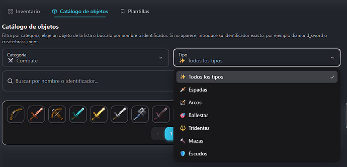 Filtros avanzados por categoría y subtipos de equipamiento