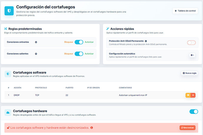 Configuración del cortafuegos del VPS