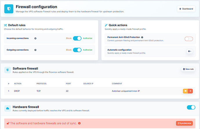 VPS firewall configuration