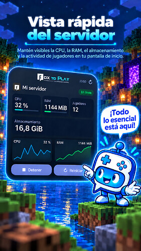 Widget grande de monitorización de servidor Minecraft BoxToPlay