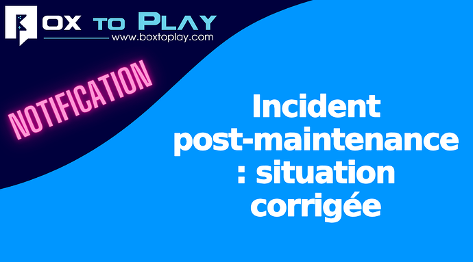 Incident post-maintenance : situation corrigée