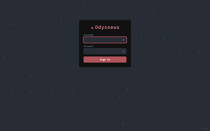 Page de connexion Odysseus protégée par authentification