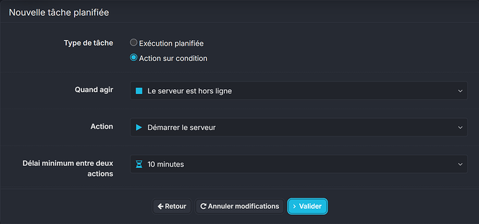 Tâche qui relance le serveur lorsqu'il est hors ligne