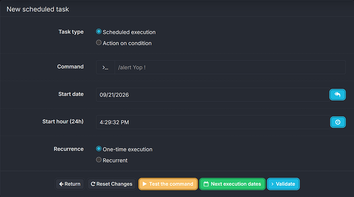 Choice between scheduled execution and action on condition