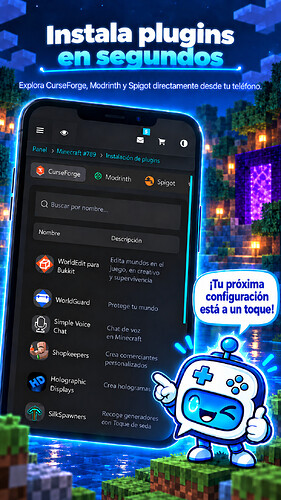 Instalación de plugins de Minecraft CurseForge Modrinth y Spigot en el móvil