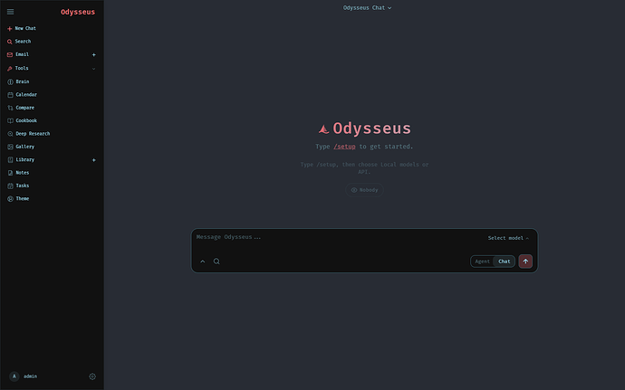 Accueil Odysseus après connexion