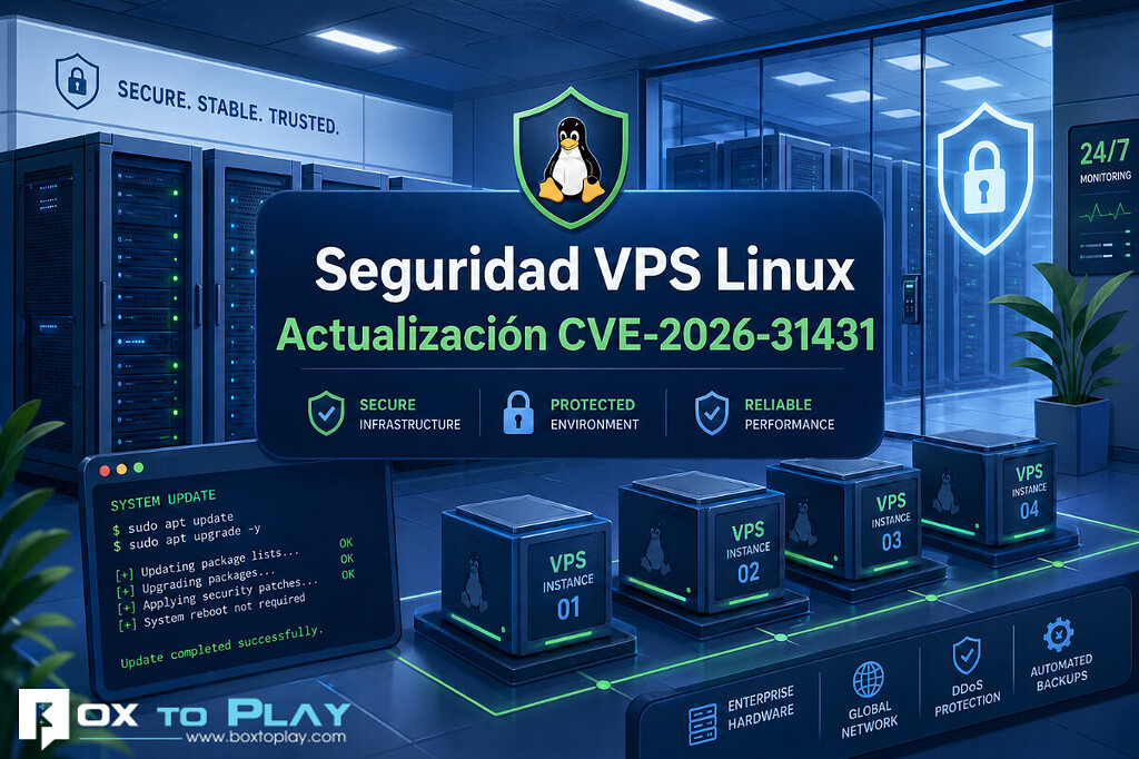 Vulnerabilidad de Linux “Copy Fail” (CVE-2026-31431): acciones de BoxToPlay y recomendaciones para VPS