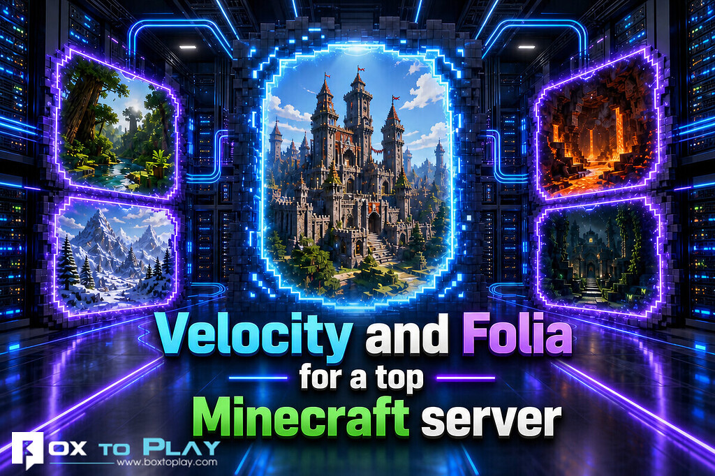 Velocity and Folia on BoxToPlay for high performance Minecraft servers