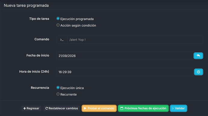 Elección entre ejecución programada y acción según condición