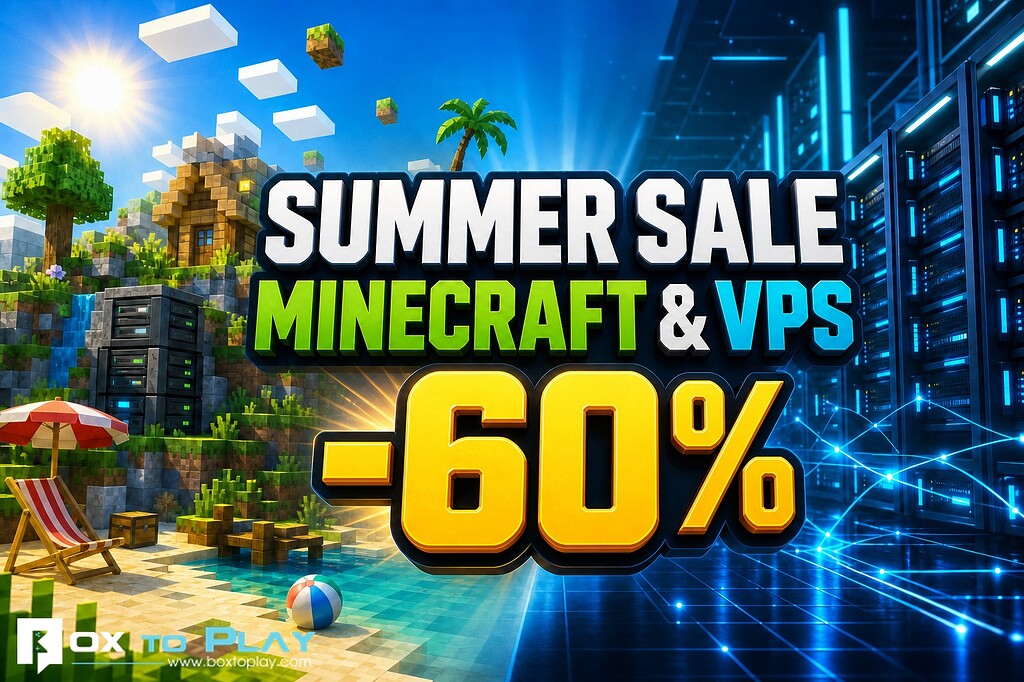 Minecraft and VPS Summer Sale: 60% Off BoxToPlay