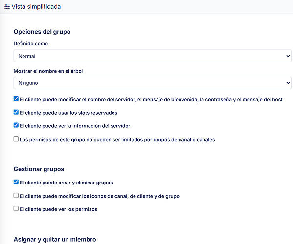 Configuración granular de permisos TeamSpeak desde el panel BoxToPlay