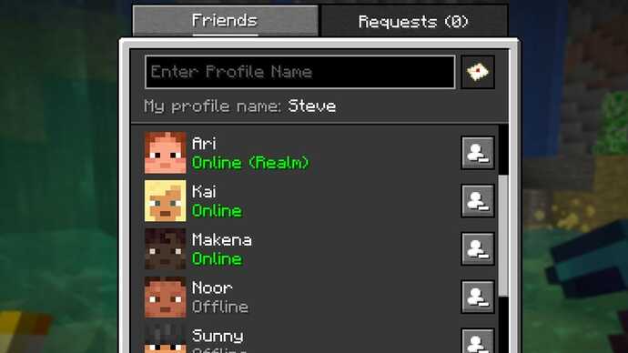 Nueva interfaz de la lista de amigos en Minecraft Java 26.2