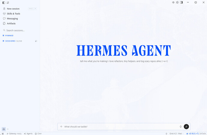 Interface de l'application Hermes Desktop
