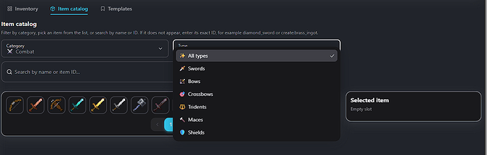 Advanced category filters and equipment sub-types