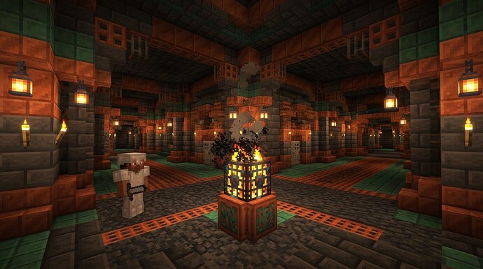 Illustration of an underground copper room with a spawner