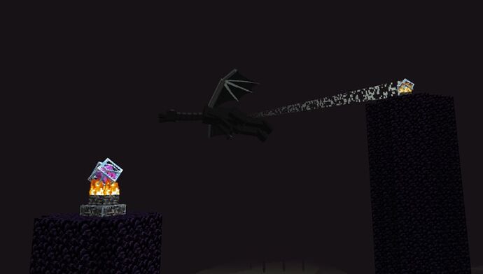 L'Ender Dragon et les cristaux au sommet des piliers