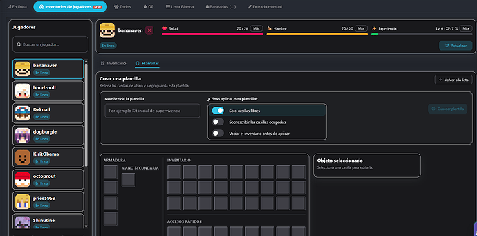 Creación y configuración de plantillas de inventario