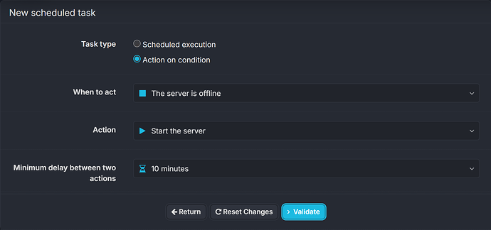 Task that starts the server when it is offline