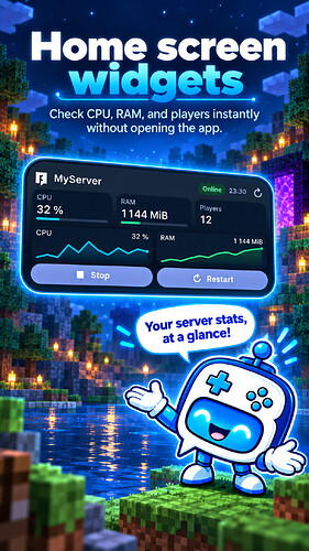 BoxToPlay compact server widget on home screen