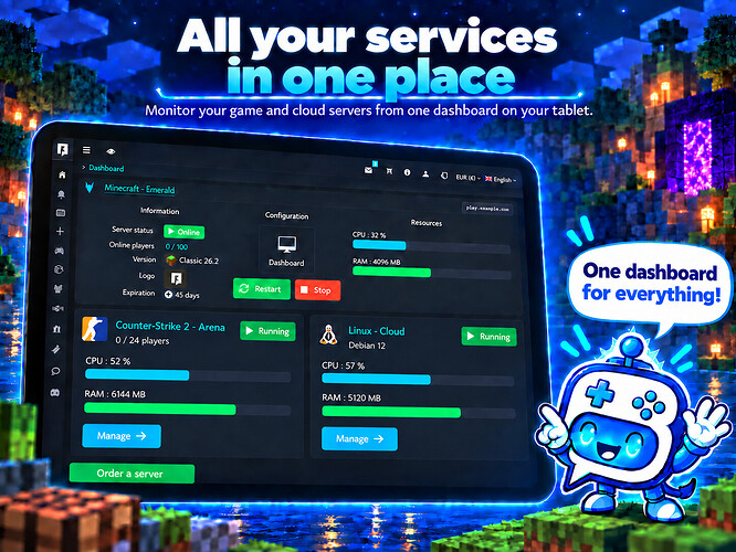 BoxToPlay multi-service overview on tablet