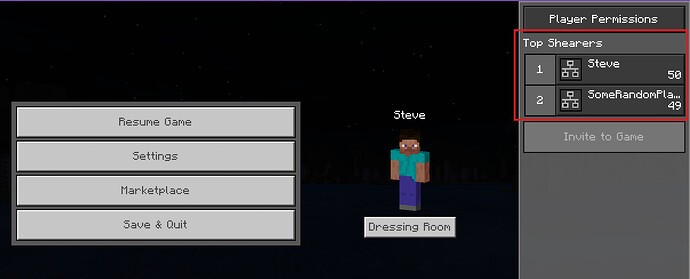 Exemple de scoreboard Minecraft affiché avec les scores des joueurs