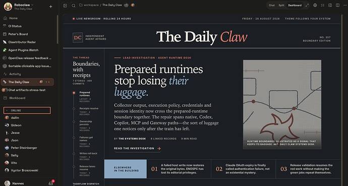 Collaborative multiplayer dashboard in OpenClaw 2.0