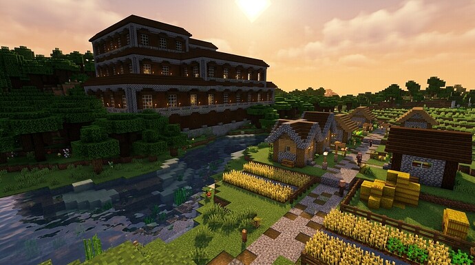 Illustration of a mansion and village to explore