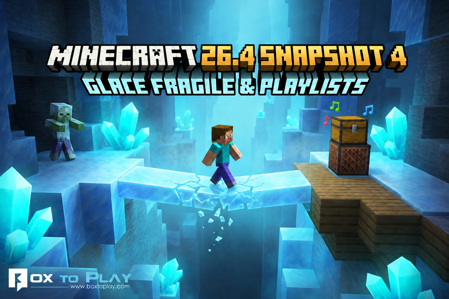 Minecraft 26.4 Snapshot 4 : glace fragile, playlists musicales et nouvelles grottes