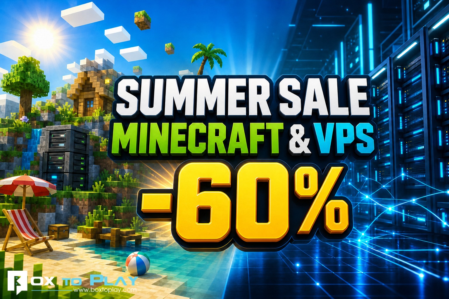 Minecraft and VPS Summer Sale: 60% Off BoxToPlay
