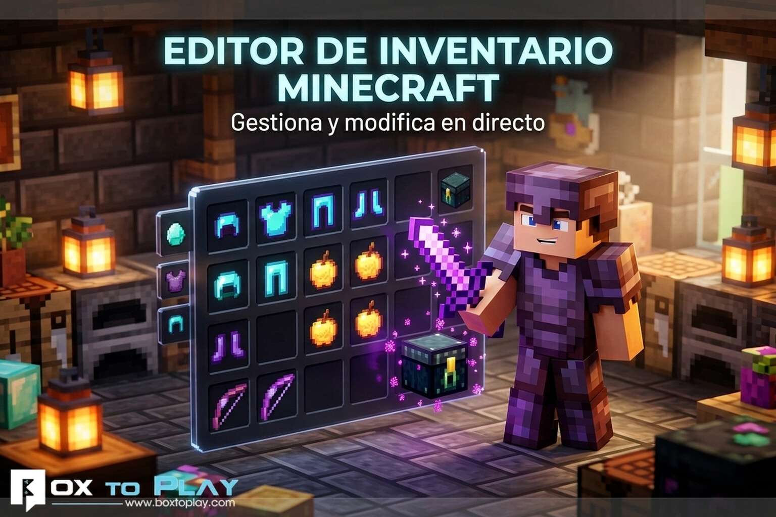 Editor de inventario Minecraft: gestiona jugadores desde el panel