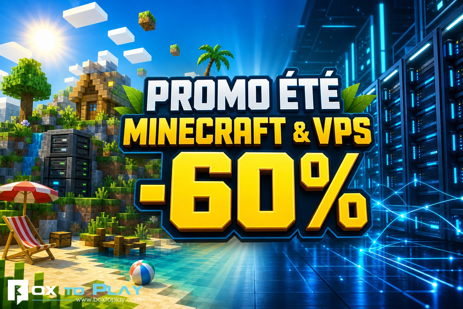 Promo été Minecraft et VPS : -60% chez BoxToPlay