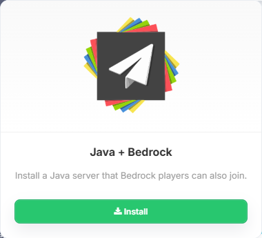 Selecting the Java + Bedrock pack in the panel catalog