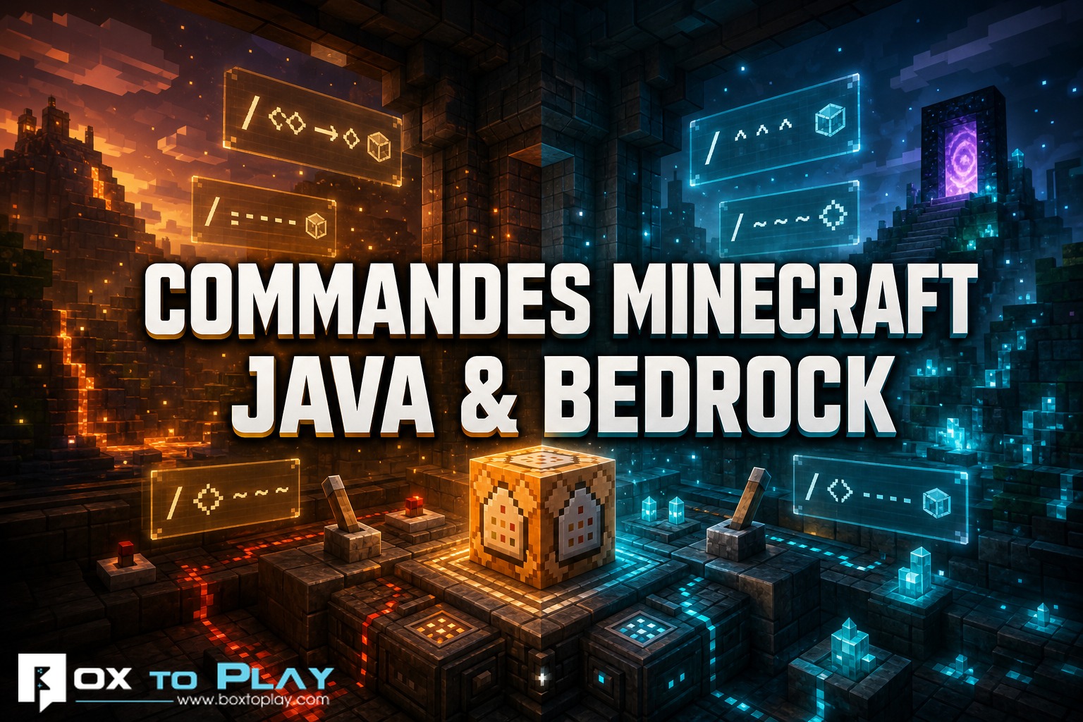 Commandes Minecraft : le guide complet Java et Bedrock