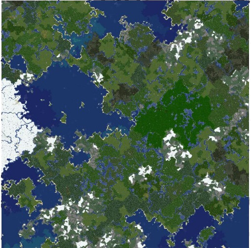 View of a pre-generated Minecraft map